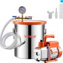 VEVOR 5 Gallon Vacuum Chamber and 3.5 CFM Pump Kit, Stainless Steel Chamber, Single Stage Vacuum Pump Degassing Chamber Kit, with Acrylic Lid, Oil, 4.92 ft Hose, for Degassing Resin Silicone Epoxies