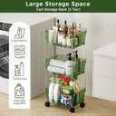 Delamu 3-Tier Metal Rolling Cart for Kitchen, Bathroom, Office  Plastic Utility Storage Carts with Wheels  Ideal for Small Spaces, Pantry, Classroom, Workshop Organization and Storage, Green
