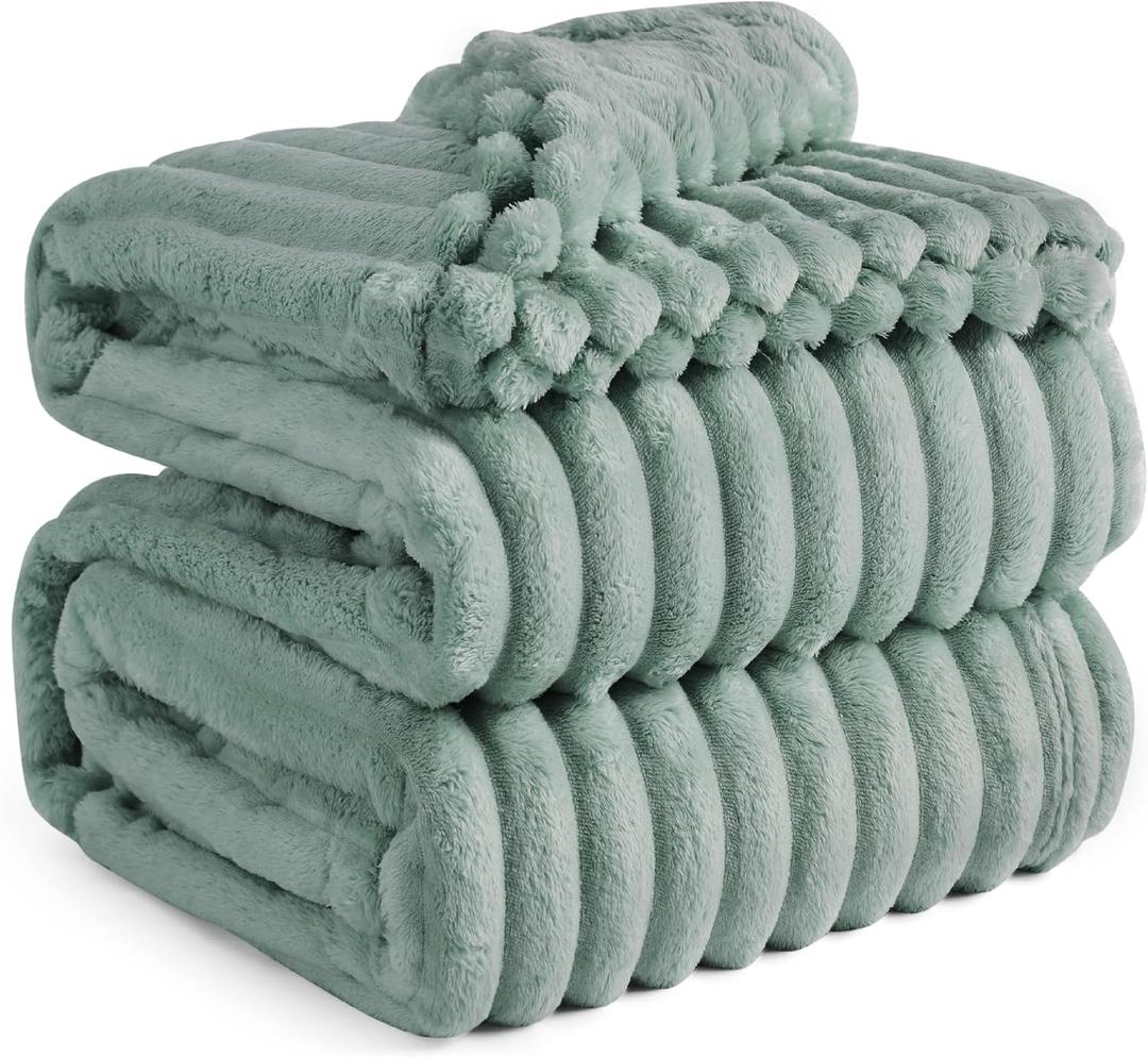 Bedsure Blankets Queen Size for Bed - GentleSoft Cozy Soft Blankets for Women, Cute Large Fleece Throws for Girls, Sage Green, 90x90 Inches