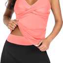 Talisea Womens Tankini Bathing Suits with Skirt Two Piece Tummy Control Swimsuits Ladies Swimwear (Small, Pink)