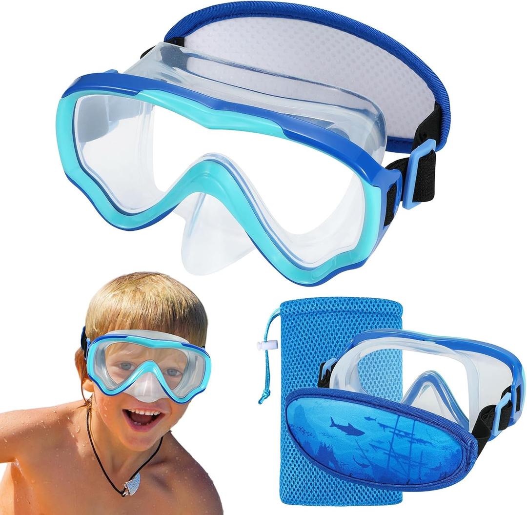 Swim Goggles Kids 6-14, Diving Mask No Tangle StrapWater Goggles Nose Cover for JR / Youth (1PK - Blue & Blue) Swim Goggles Kids 6-14, Diving Mask No Tangle StrapWater Goggles Nose Cover for JR / Youth (1PK - Blue & Blue)