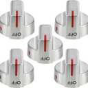 Stainless Steel 5304509064 Stove Knobs Replacement Parts for Frigidaire Gallery Oven Gas Stove Range 5304509929 Stove Top GCRG3060AFC Metal Silver Surface Burner Control Knobs 5 Pcs
