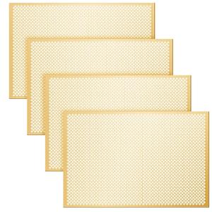 Gisafai 4 Pcs Cloverleaf Aluminum Sheet 2 Feet by 3 Feet Perforated Metal Sheets 0.02 Inch Thick Metal Mesh Aluminum Sheet Decorative for Indoor Outdoor (Gold)