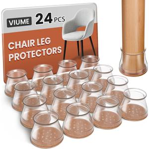 24 Pcs Chair Leg Floor Protectors for Hardwood Floors Silicone Covers Felt Pads Furniture Leg Caps Anti-Scratch Reduce Noise Fit (1-5/ 16"~2")