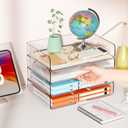 StorBin 4 Trays Paper Organizer Letter Tray, Acrylic Stackable Desk File Organizer, Clear Office Desk Organizer for File Paper, Ipad, Letter, A4 Office File, Books, Notes