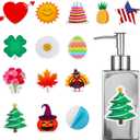 Seasonal Valentine's Day Soap Dispenser with 14 Interchangeable Seasonal Festival Magnets Stainless Lotion St Patricks Easter Holiday Soap Dispenser for Farmhouse Kitchen Bathroom Accessories