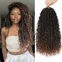 8 Packs Goddess Faux Locs Crochet Hair for Black Women, Goddess Locs Crochet Hair, Boho Style Locs, River Hair with Curly Ends (18Inch, T30#, 8Packs)