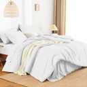 Queen Comforter Set - 7 Pieces Bed in a Bag Queen Size, Luxury Comforter Set with Sheets for All Season, Bed Set with Comforter, Flat Sheet, Fitted Sheet, Pillowcases & Shams, White