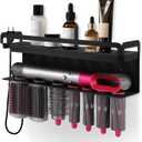 Hyber&Cara Wall Mounted Storage Holder Compatible with Dyson Airwrap Storage Stand Rack No Drill Storagefor Bathroom Shelf Organizer Curling Iron Attachments and Complete Styler (Black 1)