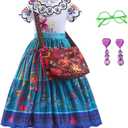 Mirabel Costume for Girls Cosplay Isabella Dress | Princess Halloween Dress Up, Christmas Birthday Party Outfit, with Accessories, 12