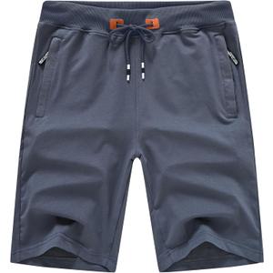 QPNGRP Mens Shorts Casual Drawstring Zipper Pockets Elastic Waist (38, Irongray)