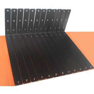 12 Pack - L 16" x H 8" x W1.5, 5mm Thick Black L Shelf Bracket, Iron Shelf Brackets, Metal Shelf Brackets, Floating Shelf, Shelf Supports with Screws