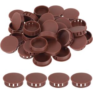 MECCANIXITY 32PCS 35mm(1 3/8") Red-Brown Plastic Hole Plugs, Flush Type Panel Hole Plugs Insert End Caps for Locking Hole Tubes Furniture Cabinet