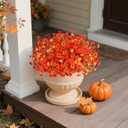 Fake Fall Flowers Artificial for Decoration, 12 Bundles Faux Plants Silk Orange Flowers Morning Glory Petunias Realistic UV Resistant for Outdoors Planter Porch Patio Window Box, Sunset