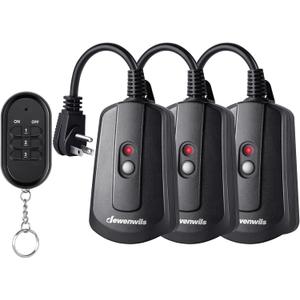 DEWENWILS Outdoor Wireless Remote Control Outlet Kit, Waterproof Electrical Plug for Indoor Outdoor Lights, Separately Controlled 3 Pack Receivers, 100 Feet RF Signal, UL Listed