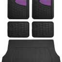 FH Group Premium Liners Tall Channel Trimmable All Weather Rubber Full Set Car Floor Mats (Purple) w. Trimmable All-Season Cargo Liner (Black) - Universal Fit for Cars Trucks and SUVs