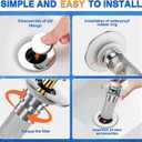 Bathroom Sink Stopper Hair Catcher, Pop-up Sink Drain Strainer with Removable Stainless Steel Strainer Basket Hair Catcher, Bathroom Sinks Strainer for Bathrooms Sink Stopper Replacement (2 PCS)