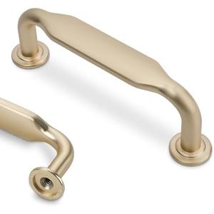 KOMOTIA 10 Pack 3 Inch Cabinet Pulls Brushed Brass Kitchen Cabinet Handles Zinc Alloy Drawer Pulls Solid Cabinet Hardware