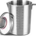 160 OZ Stainless Steel Measuring Cup with Lid and Handle, 5L Metal Measuring Pitcher, Large Mouth Graduated Beakers