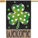 Louise Maelys St Patrick's Day Garden Flag Shamrock Welcome Double Sided 28x40 Inch Large Burlap Happy Saint Patricks Day Spring Holiday Yard Outdoor Outside Home House Decor (Multi)