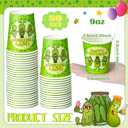 50 Pcs Funny Pickle Birthday Party Cups 9oz Pickle Birthday Decorations Organic Disposable Cartoon Cucumber Dill Decor Paper Cups Dill Day Decor for Fruit Vegetable Theme Party Supplies Cucumber Fan