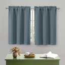 OWENIE Stone Blue Kitchen Curtains 36 Inch Length, Short Blackout Small Thermal Insulated Curtains Tier Over Sink Rod Pocket Half Window for Bathroom Bedroom Camper RV Bunk, 2 Panels, Each 30" Wx36 L