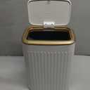 TIPGO Bathroom Trash Can with Lid, 2.1 Gallon / 8 Liter Small Garbage Can, Press Top Bin, Stainless Steel Wastebasket with Pop-Up Lid for Bedroom, Living Room, Office (White)