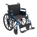 Drive Medical Blue Streak Lightweight Wheelchair - Portable Folding Mobility Aid - Swing-Away Footrests - Desk Arms - Durable Steel Frame - Easy Transport & Storage - 20-Inch Seat