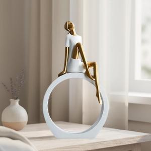 Thinker Statue & Sculpture, Modern Solid Resin & Metal Thinker Sculpture, Home Decor Figurine Statue Desktop Art Ornament for Living Room, Office, Bookshelf, Bedroom or Gift