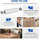 18" x 1500 Ft Heavy Duty Stretch Shrink Wrap with Handle, 80 Gauge, 4 Pack