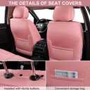 Pink Car Seat Covers Full Set, Breathable Leather Automotive Front and Rear Seat Covers & Headrest, Universal Automotive Vehicle Seat Cover for Most Sedan SUV Pick-up Trucks