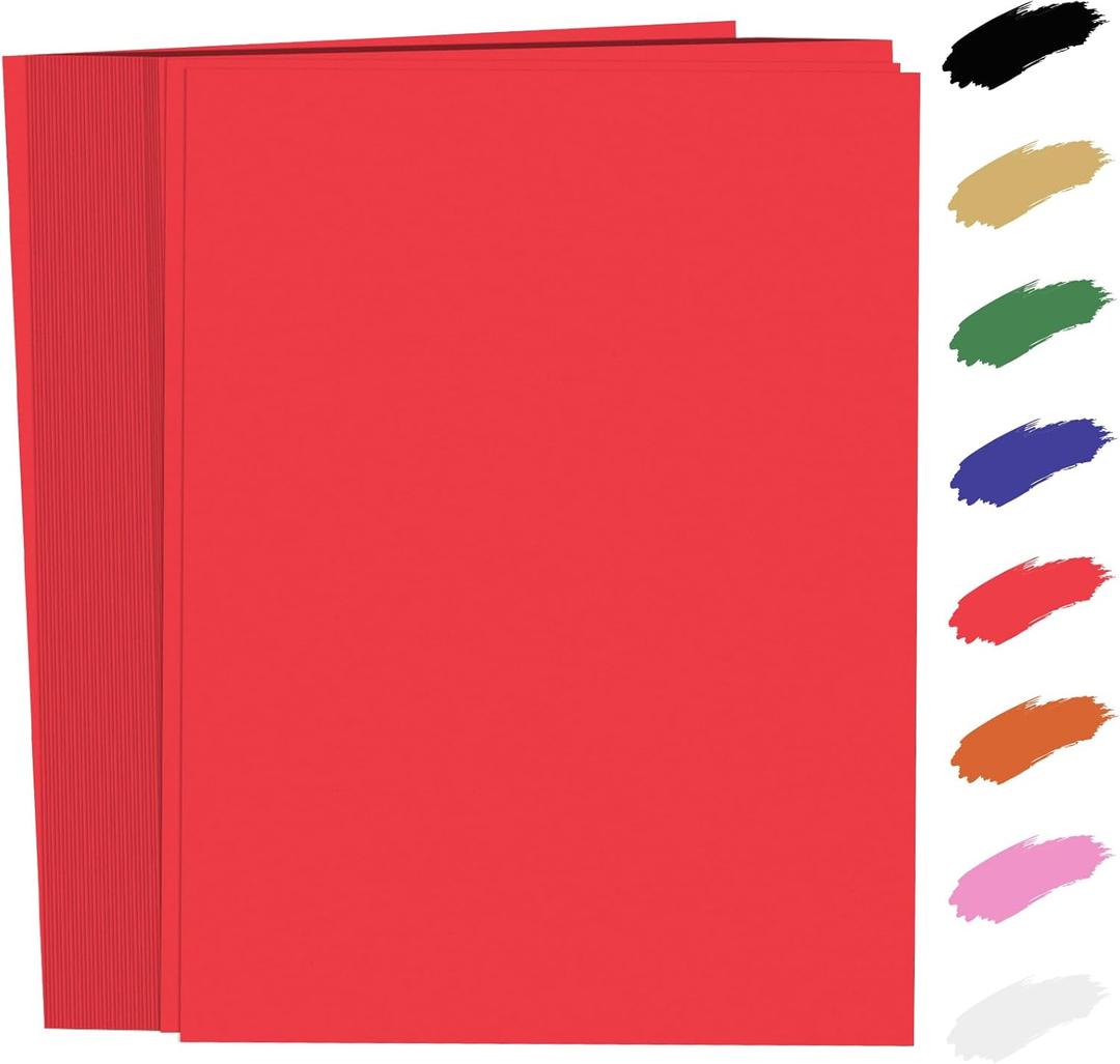 100 Sheets Red Card Stock 8.5 x 11 In, 250GSM 92 Lb Red Cardstock Card Stock Construction Paper, Heavy Weight Printer Paper for Invitations, Stationery Printing, Scrapbooking, Crafts, DIY Cards