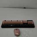 FD Wireless Keyboard and Mouse Combo - 2.4G Full-Sized Cute Colorful Mouse and Keyboard with 104 Round Keys Retro Typewriter Keyboard for Laptop/Windows/PC - Black Gradient