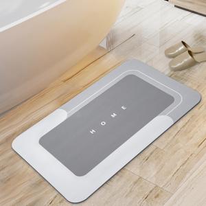Housego 2PCS Absorbent Bath Mat Magic Rug Sets, Quick Drying Bath Mat Non-Slip Floor Rug Rubber Backed for Bathroom Kitchen Shower Sink, Water Absorbent (19.7''x23.6''+19.7''x31.9'', Light Gray)