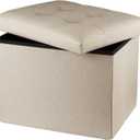 Ottoman Storage Ottoman Collapsible Ottoman with Storage Foot Rest Small Ottoman Foot Stools Beige L17W13H13inches