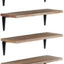 Wallniture Arras Floating Shelves for Wall, 17"x6" Wall Bookshelves & Storage Shelves Living Room Decor, Bedroom, Home Office Organization Burnt Finish Set of 6