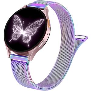 SNBLK Slim Metal Magnetic Bands Compatible with Samsung Galaxy Watch 7 Band 6 5 4 FE 40mm 44mm/6 Classic/Active 2/5 Pro/3, 20mm Milanese Stainless Steel Mesh Strap for Samsung Watch Bands for Women