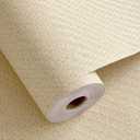 Haimin Fabric Wallpaper Textured Contact Paper (24in X 393in) Grasscloth Wallpaper Peel and Stick Faux Linen Wall Paper Self-Adhesive Vinyl Looks Like Woven Straw (Yellow Beige)