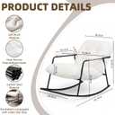 Rocking Chair Nursery, Upholstered Glider Rocker Cushions Indoor, Comfy Rocking Accent Chair with Armrests, Cozy White Boucle Rocking Armchair for Living Room Bedroom Reading Nook, Adults, Standard
