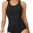 Beautikini Period Swimwear Women's One Piece Leak Proof Menstrual Bathing Suit Racerback Training Swimsuit for Teens Girls L
