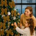 2 x Christmas Velvet Bows 6 Inch Rustic Holiday Wreath Bows  Vintage Velvet Ribbon Bow Ornaments for Christmas Tree, Garland, Gift Wrapping & Home Decorations, (Milky White, Brown, Green)