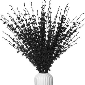 10Pcs Long Stem Flowers Jasmine Black Flowers Artificial, 29.5"/75cm Faux Jasmine Bouquet for Wedding Modern Gothic Home Party Fall Harvest Decoration
