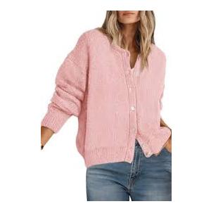 Libsorge Womens Lightweight Cardigan Sweaters For Women Fall Winter Spring 2025 Trendy Outfits Cute Sheer Knit Oversized Button Front Dressy Casual Lightweight Long Sleeve Cardigans Sweater Pink S
