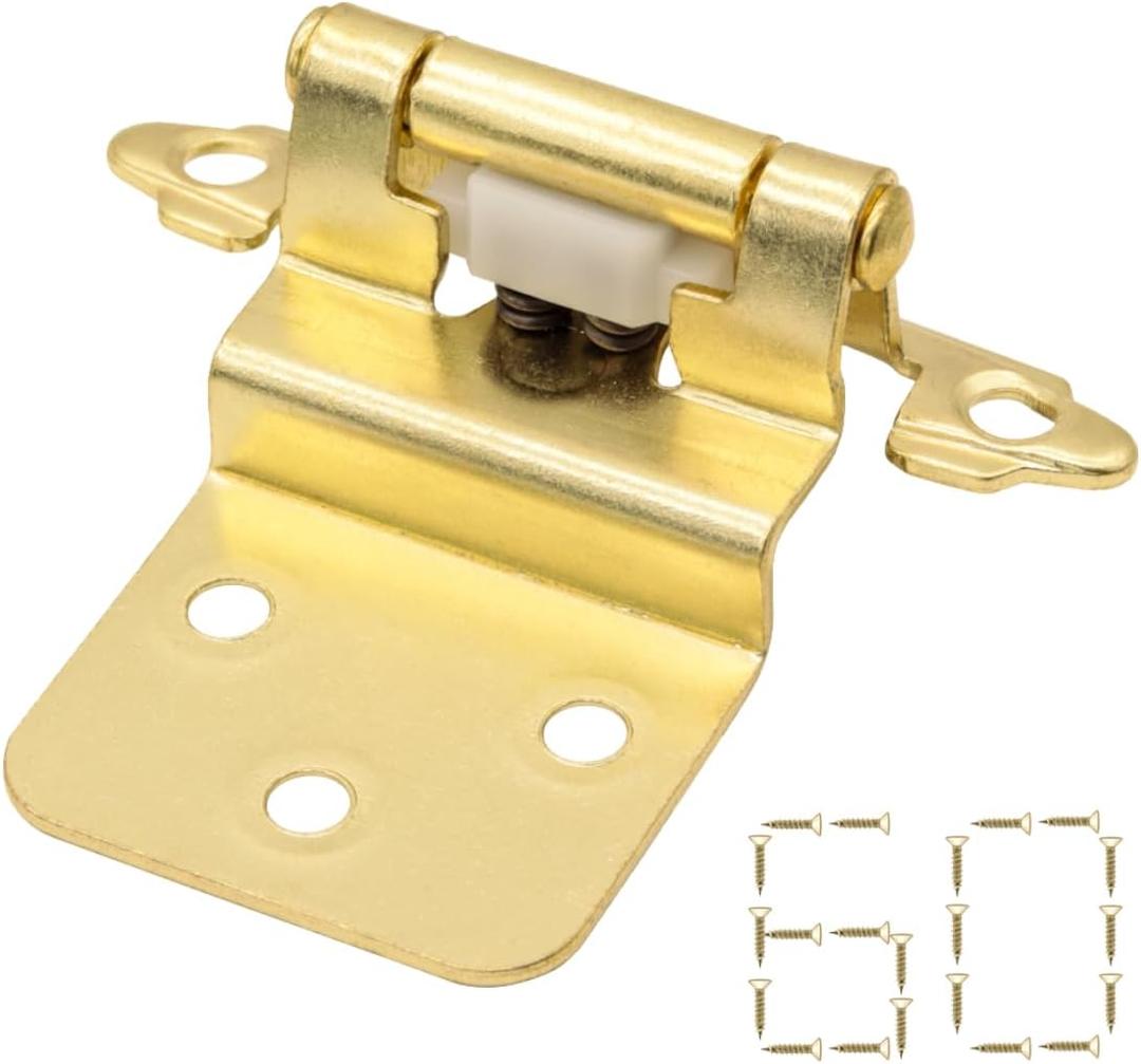 3/8" Inset Gold Cabinet Hinges, 30 Pairs (60 Pack) Self Closing for Doors, Kitchen Hardware