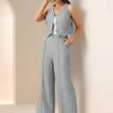 Allegra K Vest Pants Suits for Women's Dressy Two Piece Business Outfits Sleeveless Blazer Wide Leg Pants Sets (Grey)