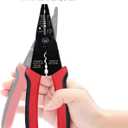 WGGE WG-015 Professional 8-inch Wire Stripper/Crimping Tool, Cable Cutter/Crimper, Wiring and Multi-Function Hand Tool, Red With Black
