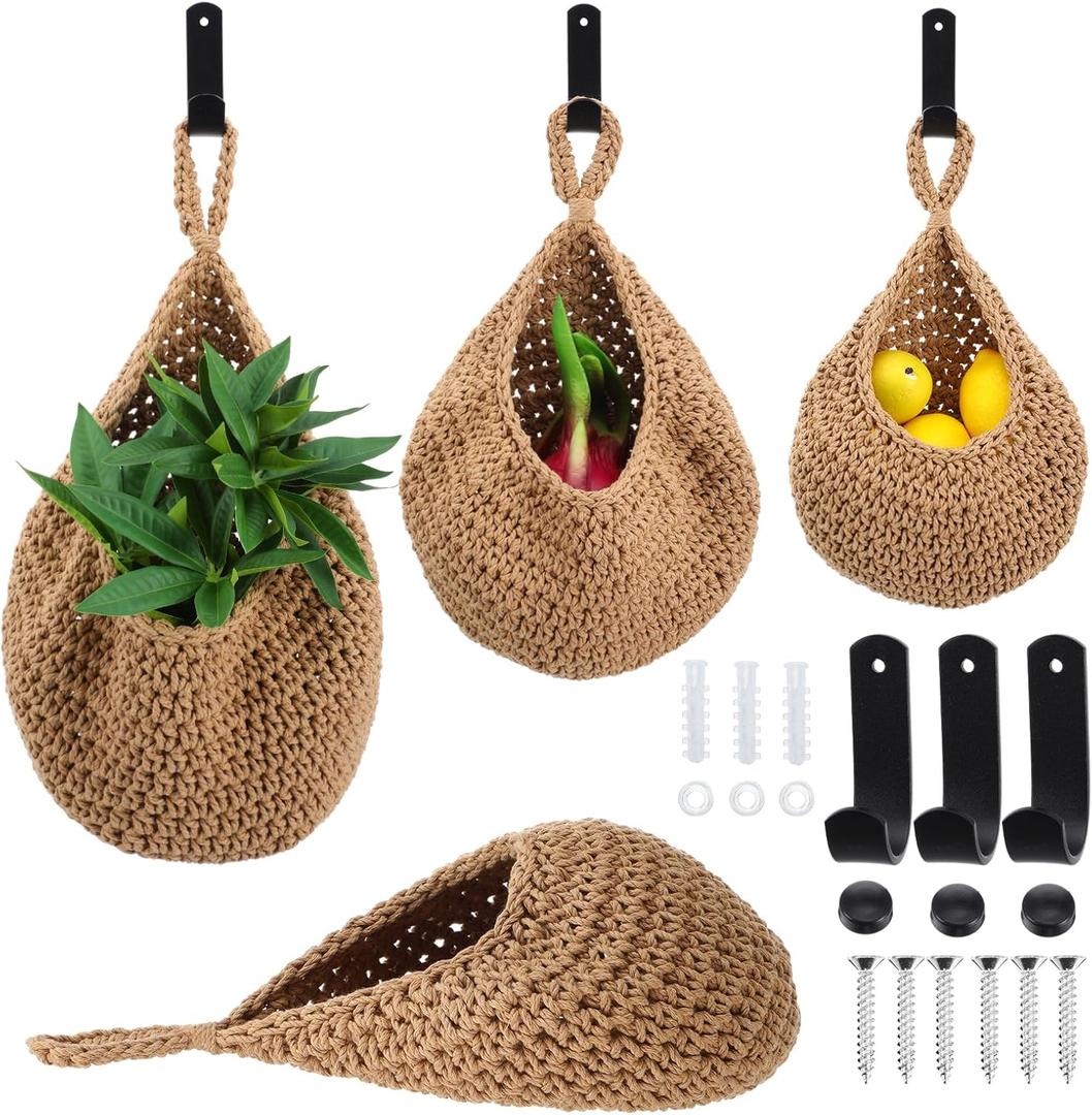 3Pcs Hanging Wall Basket, Teardrop Hanging Baskets, Boho Wall Storage Fruit Baskets for Kitchen, Woven Produce Holder with 3Pcs Strong Hooks, Home Produce Basket, 3 Sizes(Linen) 3Pcs Hanging Wall Basket, Teardrop Hanging Baskets, Boho Wall Storage Fruit Baskets for Kitchen, Woven Produce Holder with 3Pcs Strong Hooks, Home Produce Basket, 3 Sizes(Linen)