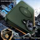 Magnetic for iPhone 16 Case, [Compatible with MagSafe][Military-Grade Drop Protection][Anti-Yellowing] Shockproof Protective Translucent Matte Cover for iPhone 16 Phone Case,Forest Green