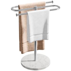 STWWO Countertop Towel Stand Free Standing with Marble Base, S-Shape Hand Towel Stand for Bathroom Stainless Steel Rust-proof, Hand Towel Holder Standing for Kitchen Vanity Countertop (Brushed Nickel)