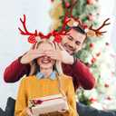 2 x Christmas Deer Antlers Headband With Bow, Reindeer Antlers Hair Accessories for Women, Christmas Cosplay Costume Party